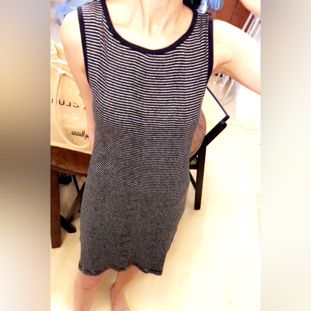 Brand New Navy and White Stripe Fitted Knit Dress